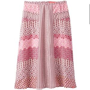 Prana Isadora Pink Grapevine Geometric Pattern Midi Skirt​